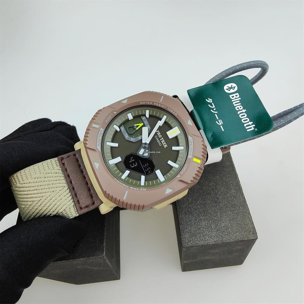 Casio Pro Trek Tough Solar Outdoor Watch Brown Premium Digital Analog Men’s Adventure Watch Water Resistant